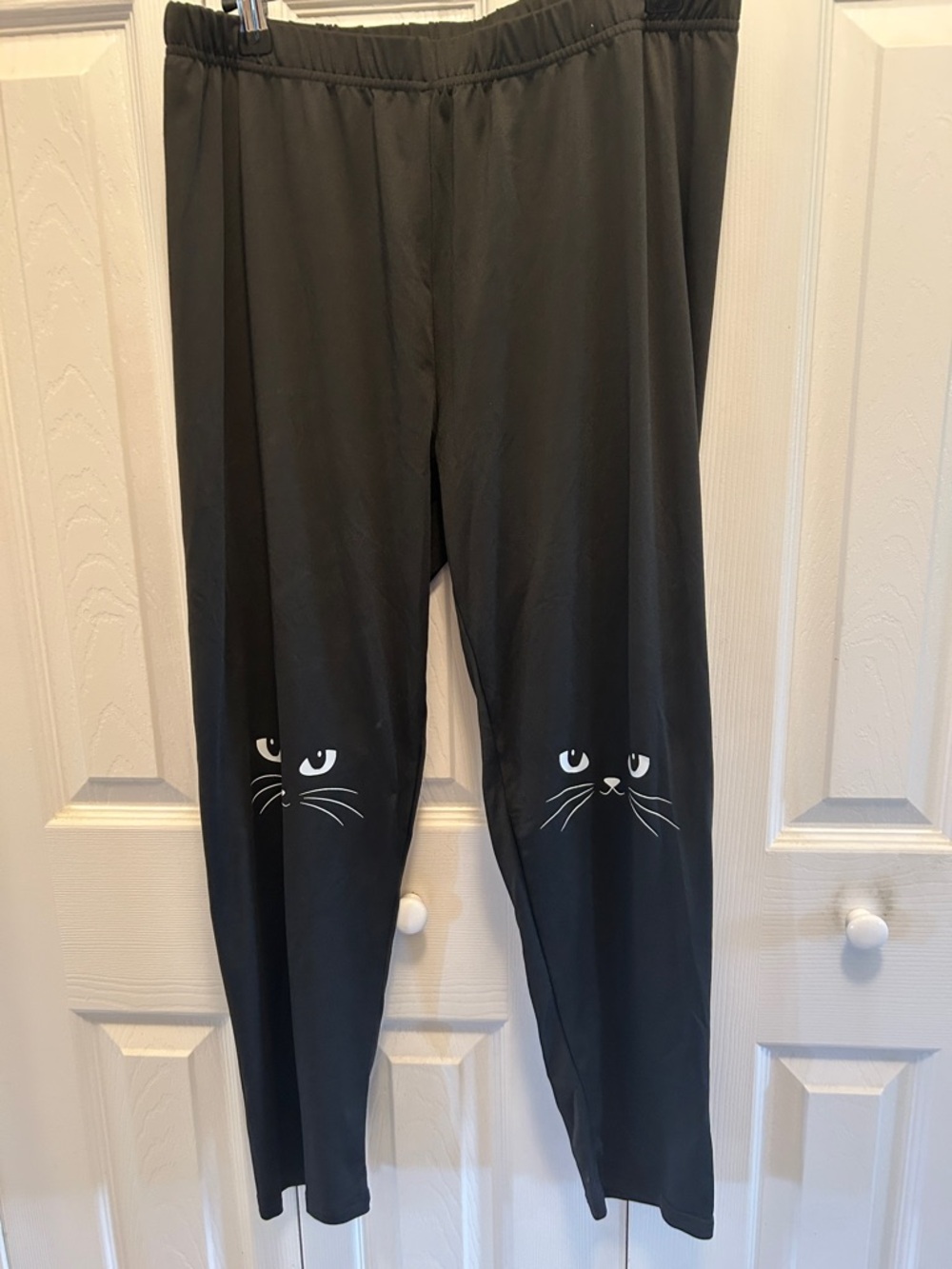 Women’s Black Cat Face Leggings - Unbranded